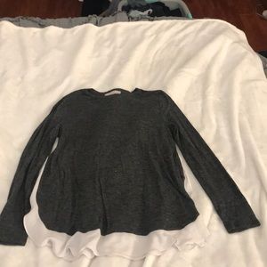 Gray shirt with white chiffon accent